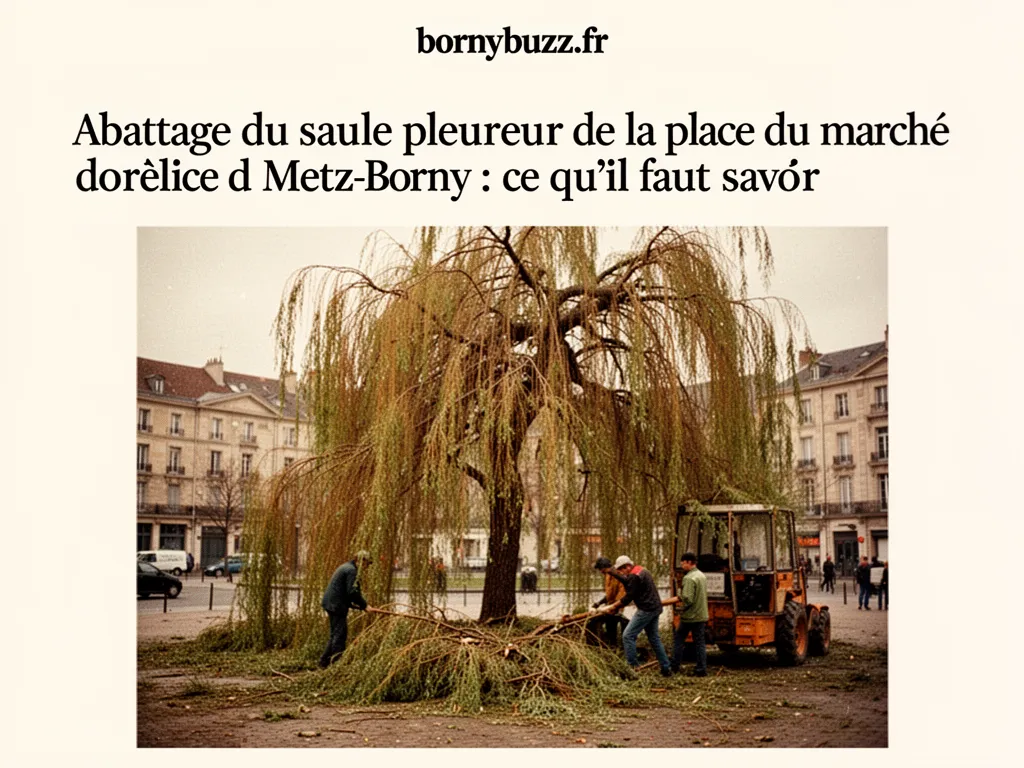 Abattage du saule pleureur de la place du marche de metz borny
