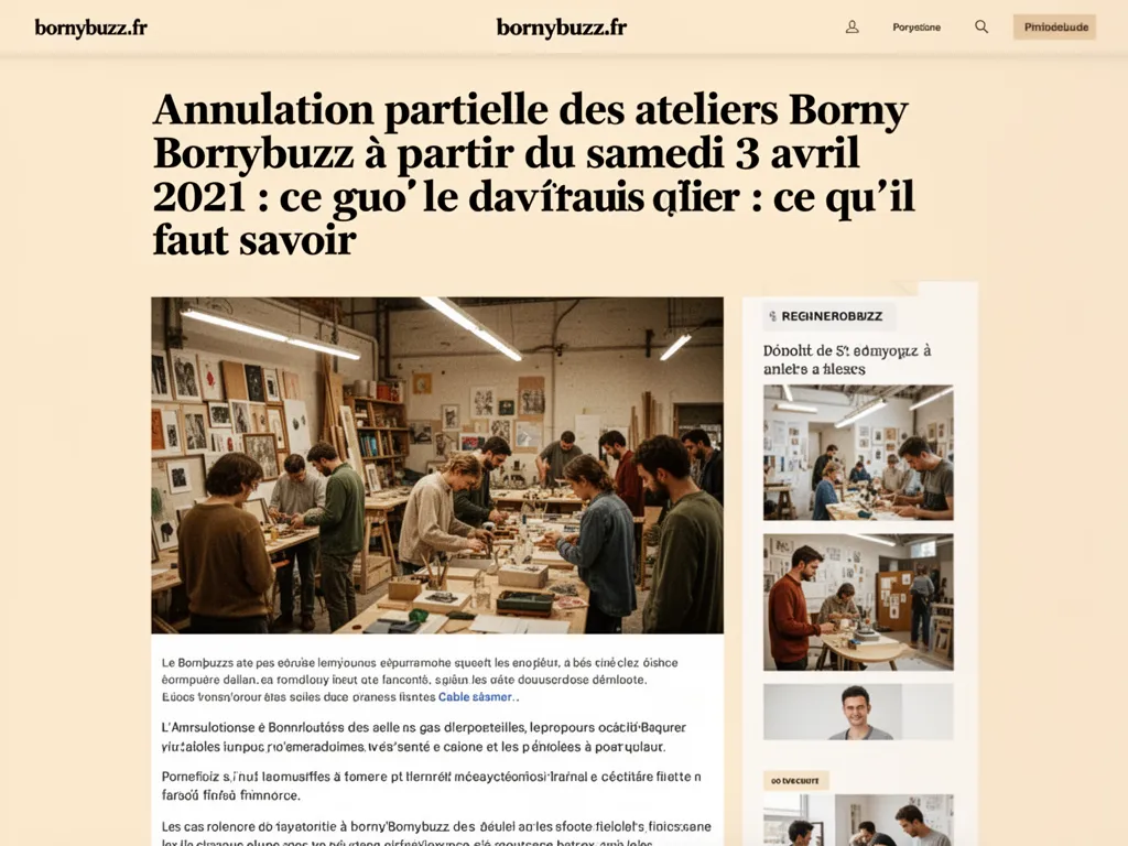 Annulation dune partie des ateliers de bornybuzz a partir du samedi 3 avril 2021