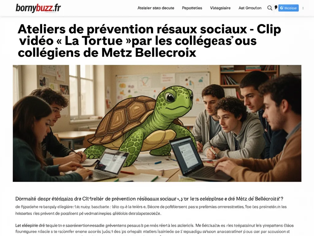 Ateliers de prevention reseaux sociaux clip video la tortue par les collegiens de metz bellecroix
