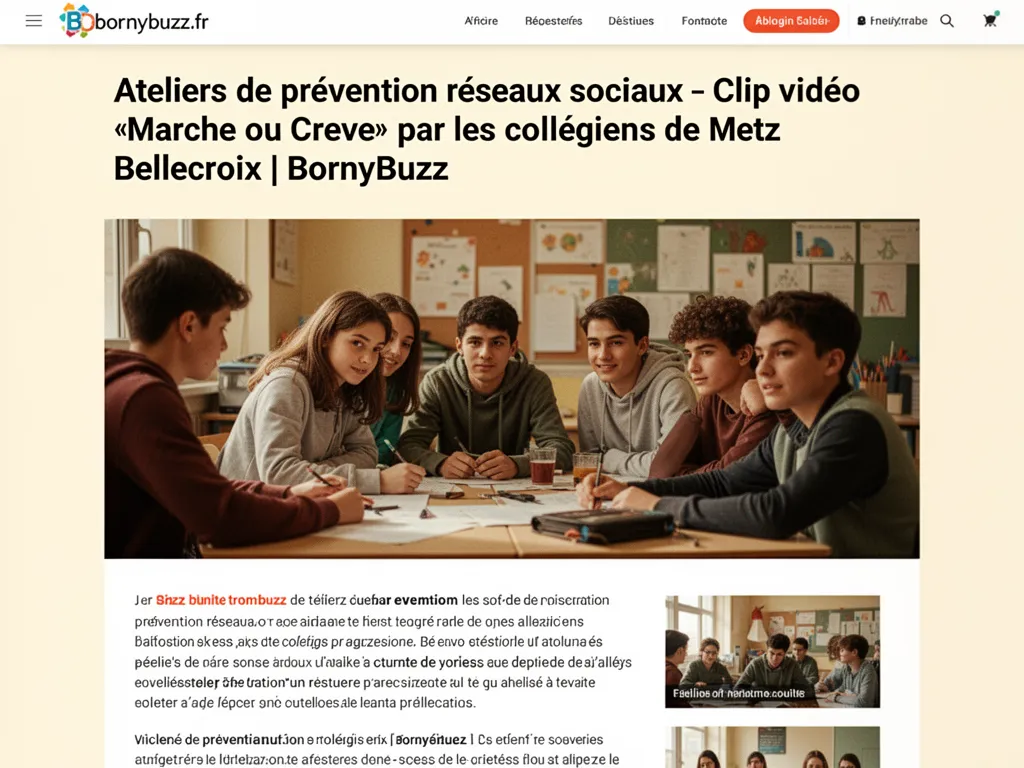Ateliers de prevention reseaux sociaux clip video marche ou creve par les collegiens de metz bellecroix bornybuzz