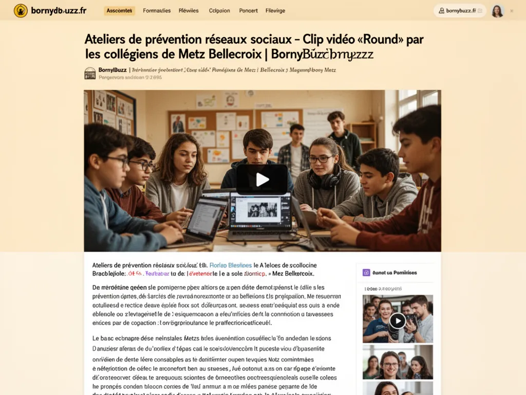 Ateliers de prevention reseaux sociaux clip video round par les collegiens de metz bellecroix bornybuzz