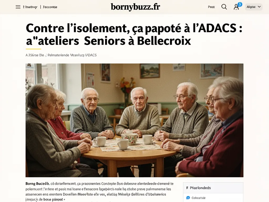 Une salle commune lumineuse avec des seniors assis autour de tables, certains tricotent, d'autres jouent aux cartes en