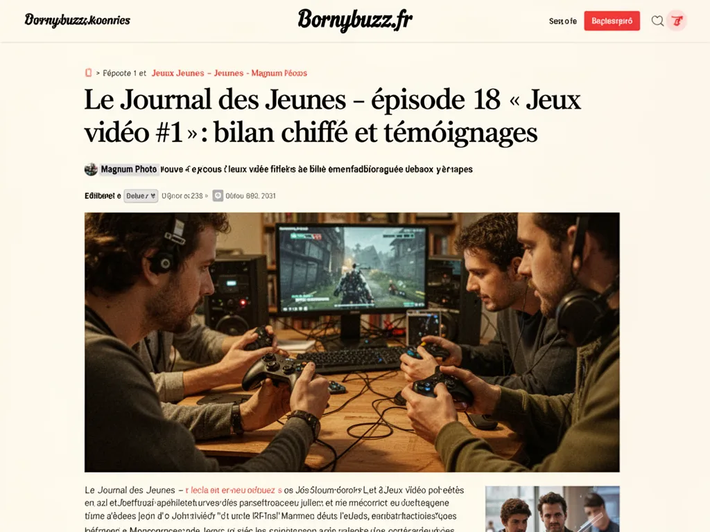 Le Journal des Jeunes, épisode 18 « Jeux vidéo #1 » : bilan chiffré et témoignages
