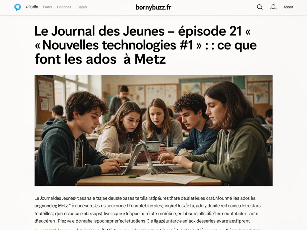 Le Journal des Jeunes, épisode 21 « Nouvelles technologies #1 » : ce que font les ados à Metz