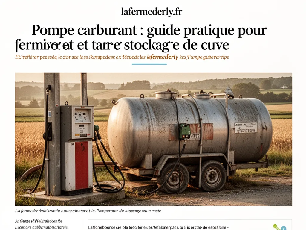 Technicien installant une pompe de transfert sur une cuve agricole en extérieur