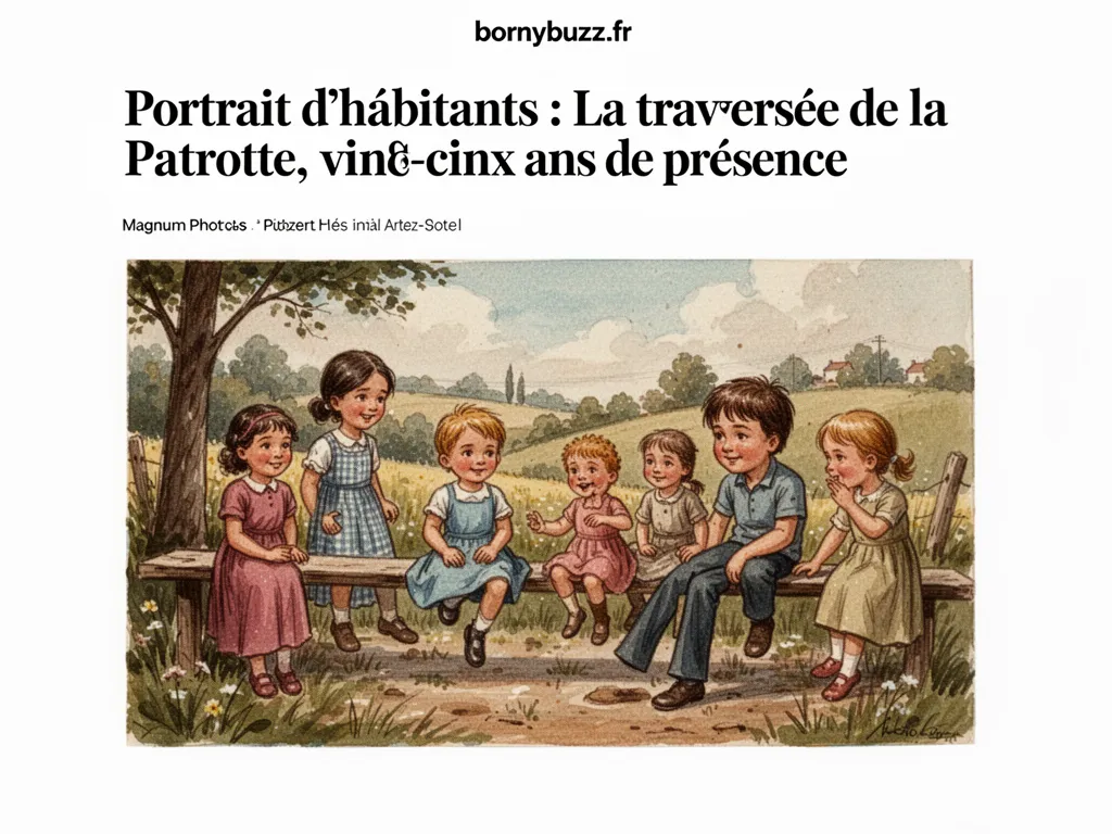 Une auxiliaire de sécurité en gilet jaune aide des enfants à traverser la rue devant une école de la Patrotte, au petit matin